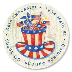 Stars & Stripes Forever Round Return Address Labels