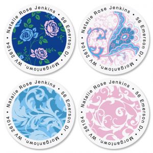 Tranquil Turquoise Round Return Address Labels  (4 Designs)
