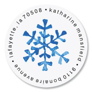 Blue Snowflakes Round Return Address Labels (8 Designs)