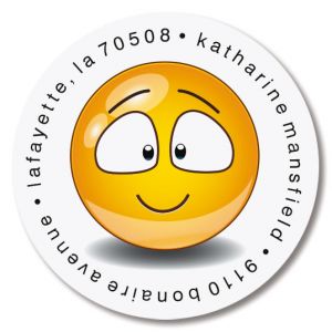 Emoji Icons Round Return Address Labels (6 Designs)
