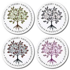 Tree of Life Round Return Address Labels (4 Designs)