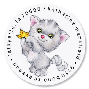 Kitten Cuties Round Address Labels (6 Designs)