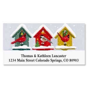 Holiday Birdhouses Deluxe Return Address Labels
