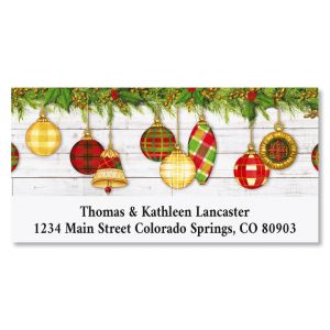 Plaid Ornaments Deluxe Christmas Address Labels
