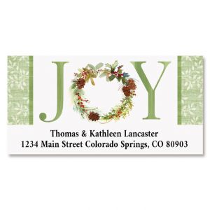 Joy Wreath Deluxe Return Address Labels