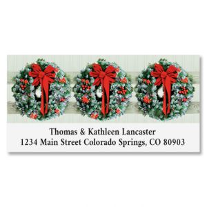 Wreaths In Snow Deluxe Return Address Label