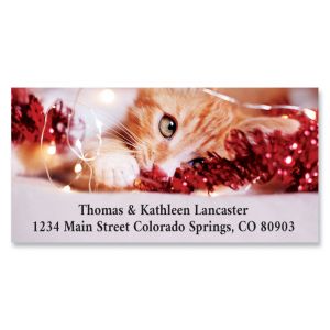 Holiday Kitten Deluxe Return Address Labels