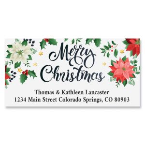 Christmas Poinsettia Deluxe Return Address Labels