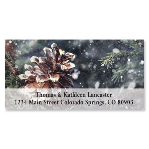 Snowy Pinecone Deluxe Return Address Labels