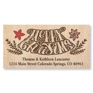 Wood Carved Christmas Deluxe Return Address Labels
