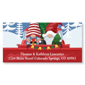 Gnomes in Red Truck Deluxe Return Address Labels