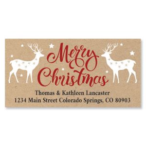 Merry Christmas Kraft Deluxe Return Address Labels