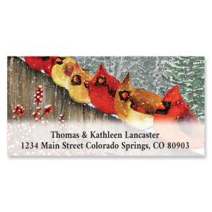 Cardinals on the Fence Deluxe Return Address Labels