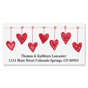 Hanging Hearts Deluxe Return Address Labels