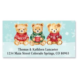 Christmas Bears Deluxe Return Address Labels