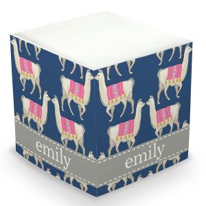 Custom Llama Navy Sticky Memo Cube