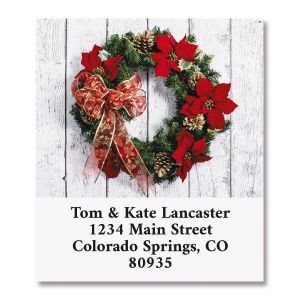 Poinsettia Wreath Select Return Address Labels