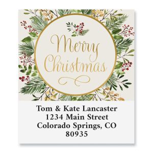 Merry Christmas Wreath Select Return Address Labels
