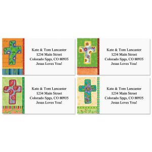 Floral Cross Border Return Address Labels  (4 Designs)