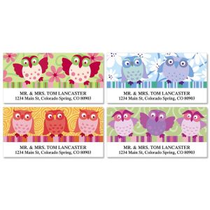 Colorful Owls Deluxe Return Address Labels  (4 Designs)