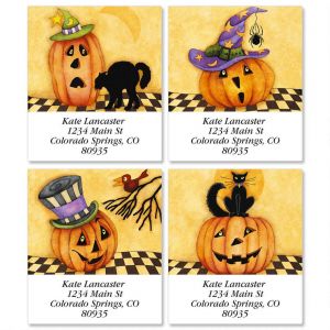 30 Custom Cute Halloween Pumpkin Personalized Address Labels 