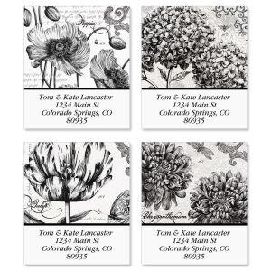 Botanical B&W Select Return Address Labels  (4 Designs)