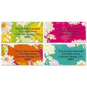 Peonies in Color Border Address Labels  (4 Designs)