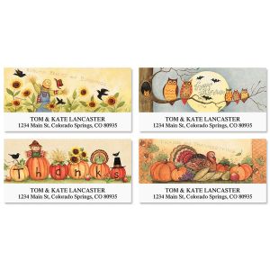 30 Custom Vintage Happy Thanksgiving Ride Personalized Address Labels 