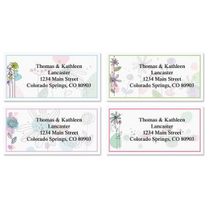 Sketched Flowers Border Address Labels  (4 Designs)
