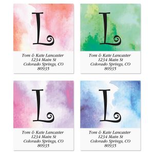 Watercolor Initial Select Return Address Labels  (4 Designs)