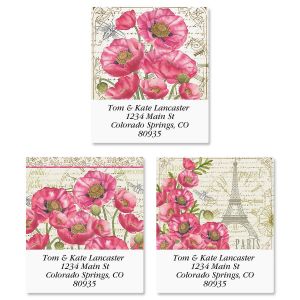 Parisian Poppies Select Return Address Labels  (3 Designs)