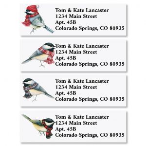 Winter Chickadees Classic Christmas Address Labels (4 Designs)