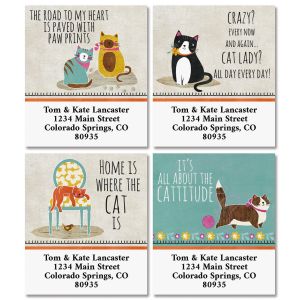Cats Being Crazy Select Return Address Labels (4 Designs)