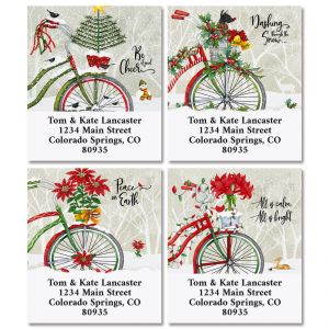 Christmas Bicycle Select Return Address Labels (4 Designs)