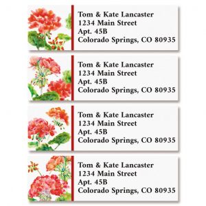Red Geraniums Classic Return Address Labels (4 Designs)