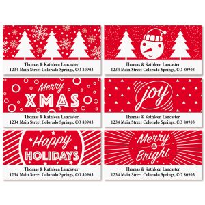 Red & White Deluxe Return Address Labels (6 Designs) 