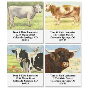 Farmhouse Cows Select Return Address Labels (4 Designs)