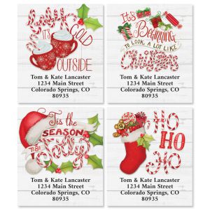 Candy Striped Greetings Select Return Address Labels (4 Designs)