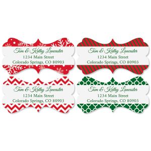 Christmas Patterns Diecut Return Address Labels (4 Designs)