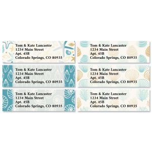 Seamless Seashells Classic Return Address Labels (6 Designs)