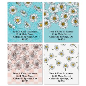 Daisy Pattern Select Return Address Labels (4 Designs)