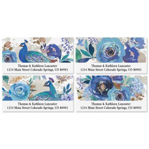Blue Peacock Deluxe Return Address Labels (4 Designs)