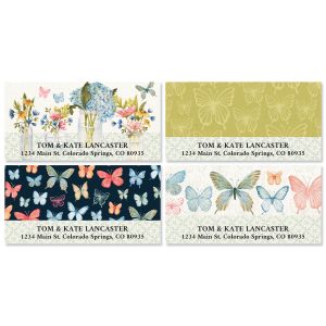 Mason Jar Florals & Butterflies Deluxe Return Address Labels (4 Designs)