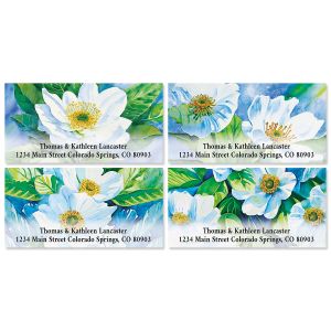White Flowers Deluxe Return Address Labels (4 Designs)