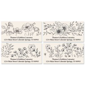 Floral Lines Deluxe Return Address Labels (4 Designs)