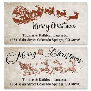 Santa & Sleigh Deluxe Return Address Labels (2 Designs)