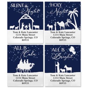 Nativity Blue Select Return Address Labels (4 Designs)