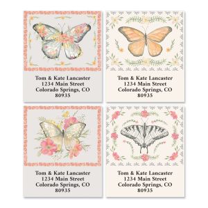Floral Butterfly Select Return Address Labels (4 Designs)