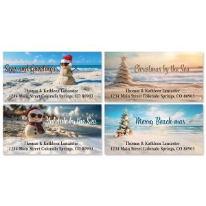 Christmas At The Beach Deluxe Return Address Labels (4 Designs)