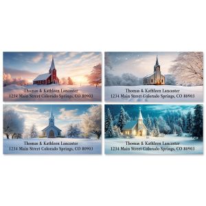 Snowy Sunday Deluxe Return Address Labels (4 Designs)